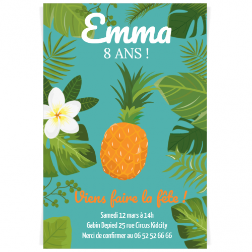 Invitation A Personnaliser Tropical Pineapple Pour L Anniversaire De Votre Enfant Annikids