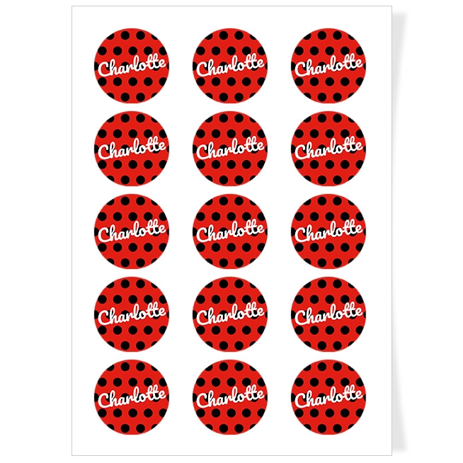 Disques Cupcake à personnaliser - Pois Noir / Rouge 