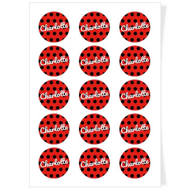 Disques Cupcake  personnaliser - Pois Noir / Rouge 