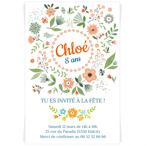 Invitation A Personnaliser Fleurs De Printemps Pour L Anniversaire De Votre Enfant Annikids