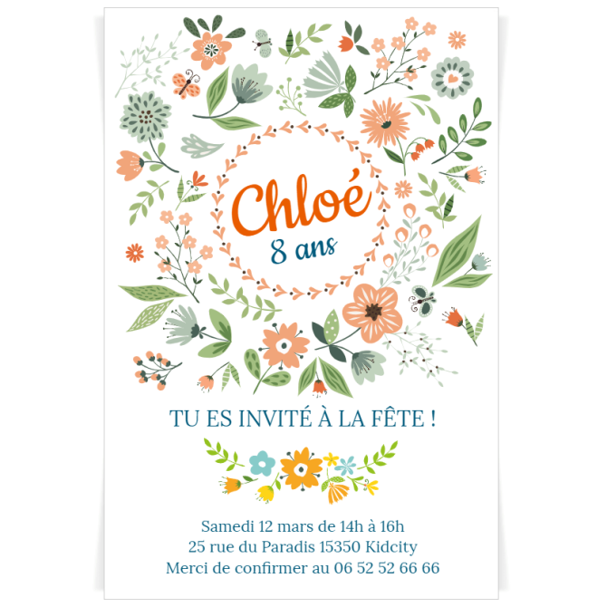 Invitation  personnaliser - Fleurs de Printemps 