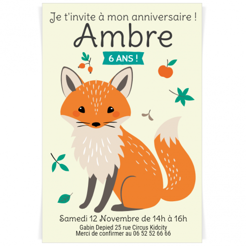 Invitation A Personnaliser Joli Renard Pour L Anniversaire De Votre Enfant Annikids