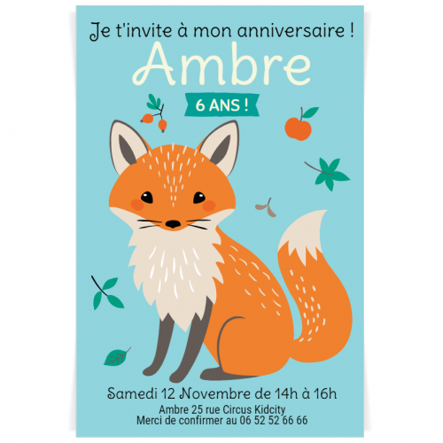 Invitation A Personnaliser Joli Renard Ciel Pour L Anniversaire De Votre Enfant Annikids