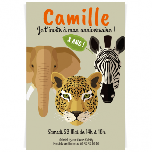 Invitation A Personnaliser Savane Pour L Anniversaire De Votre Enfant Annikids