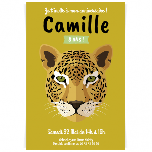 Invitation A Personnaliser Savane Panthere Or Pour L Anniversaire De Votre Enfant Annikids