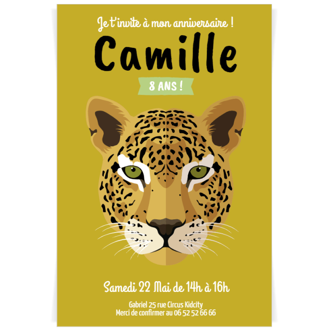 Invitation  personnaliser - Savane Panthre Or 