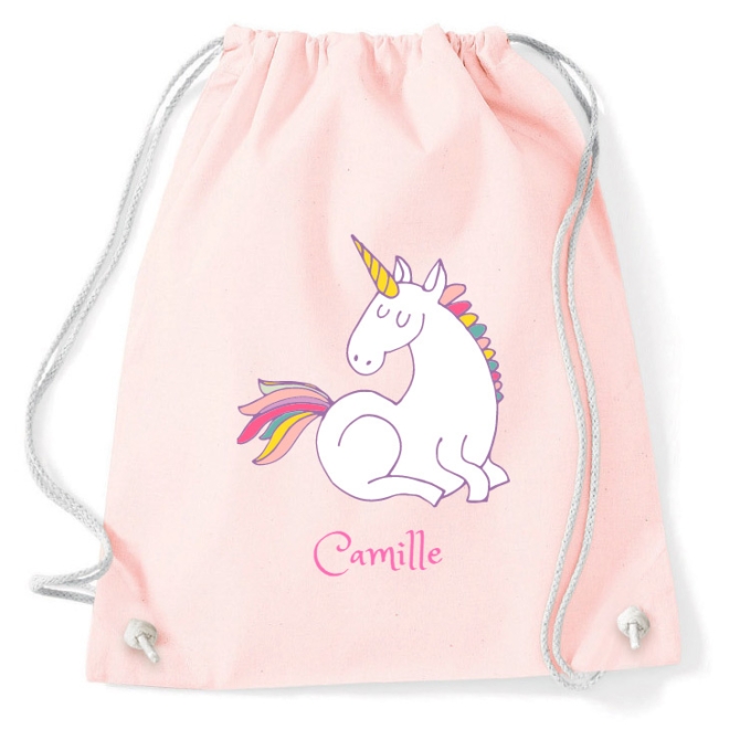 Sac d activits  personnaliser - Licorne blanche 