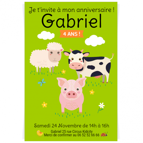 Invitation A Personnaliser Animaux De La Ferme Pour L Anniversaire De Votre Enfant Annikids