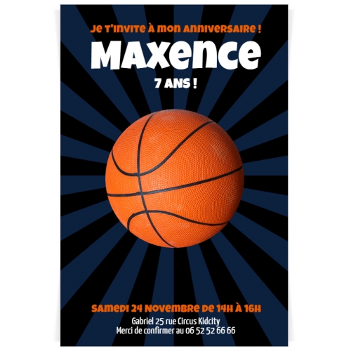 Invitation A Personnaliser Ballon De Basket Pour L Anniversaire De Votre Enfant Annikids