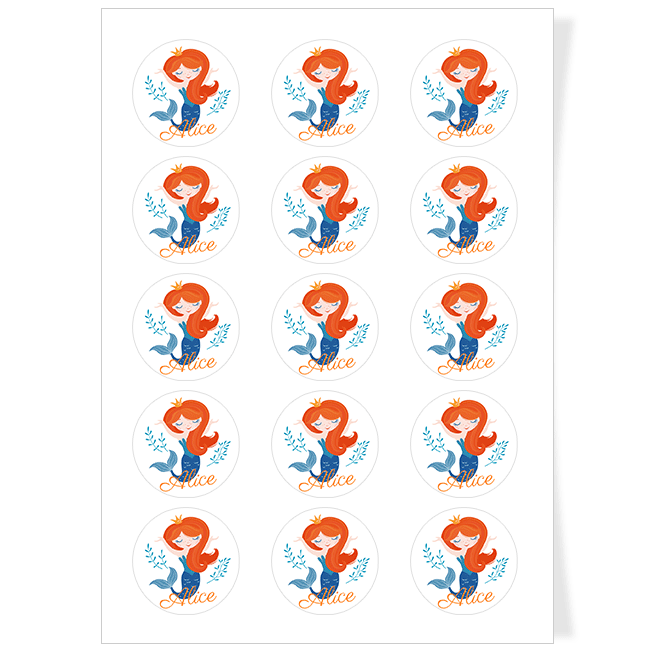 Disques Cupcake à personnaliser - Sirène Corail 