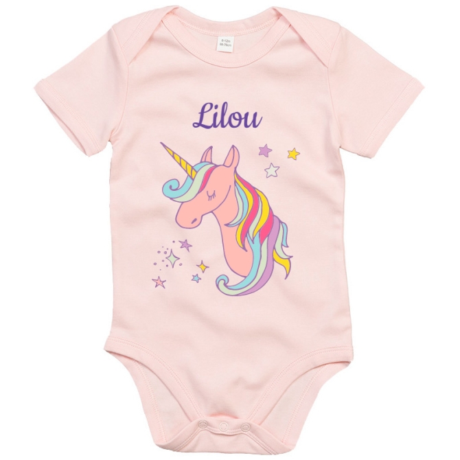 Body bb  personnaliser - Licorne Rainbow 