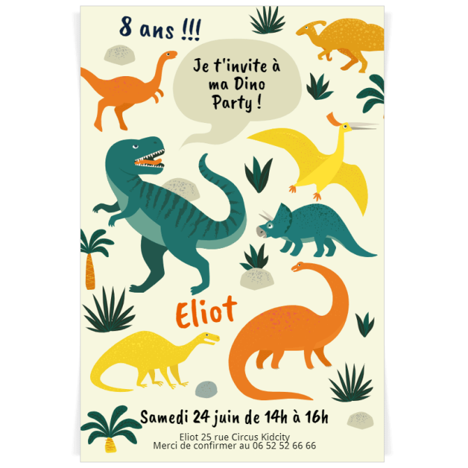 Invitation  personnaliser - Dinosaures 