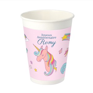 8 Gobelets  personnaliser - Licorne Rainbow