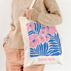 Tote bag  personnaliser - Fleurs tropicales roses. n6