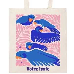 Tote bag  personnaliser - Perroquets bleus