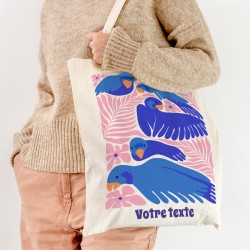 Tote bag  personnaliser - Perroquets bleus. n6