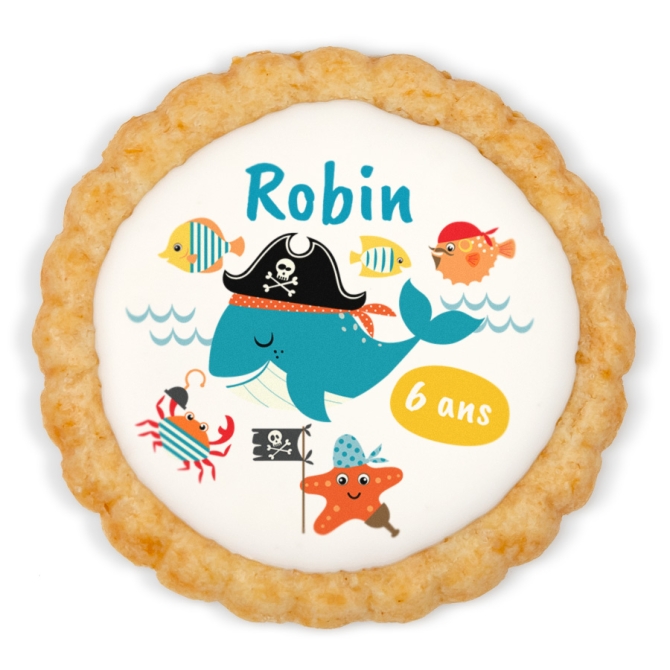 Biscuit personnalisé - Baleine pirate 