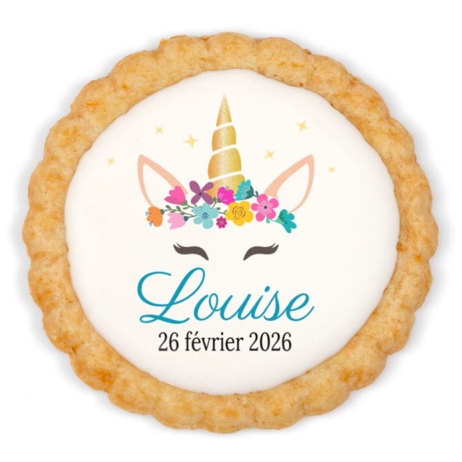 Biscuit personnalis - Licorne fleurs 