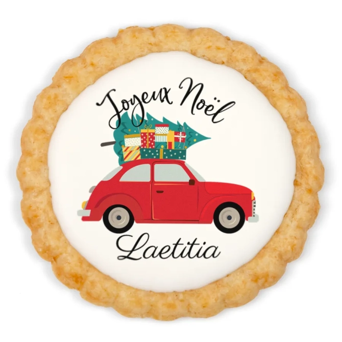 Biscuit personnalis - Voiture Nol Vintage 