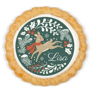 Biscuit personnalisé - Noël Biche vert