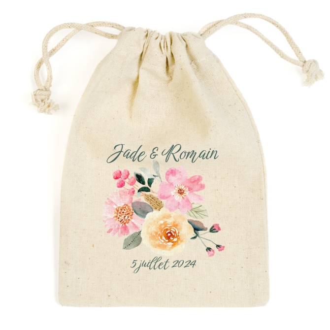 2 Pochons  personnaliser - Fleurs pastelles 