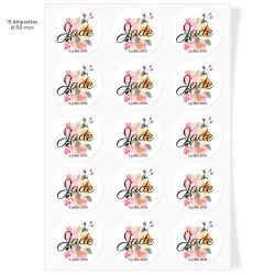Etiquettes adhsives  personnaliser - Fleurs pastelles. n3