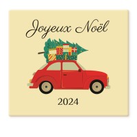 2 Embouts de bûche à personnaliser - Voiture de Noël
