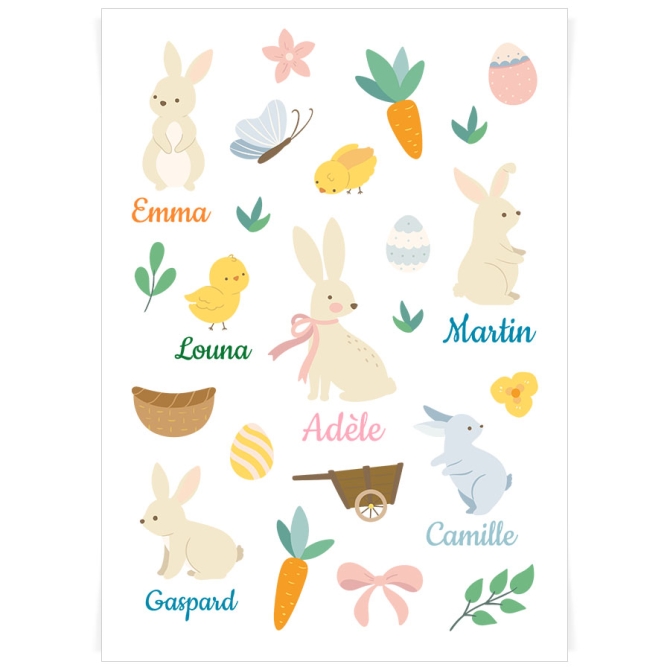 Planche de tatouages à personnaliser - Petit Lapin 