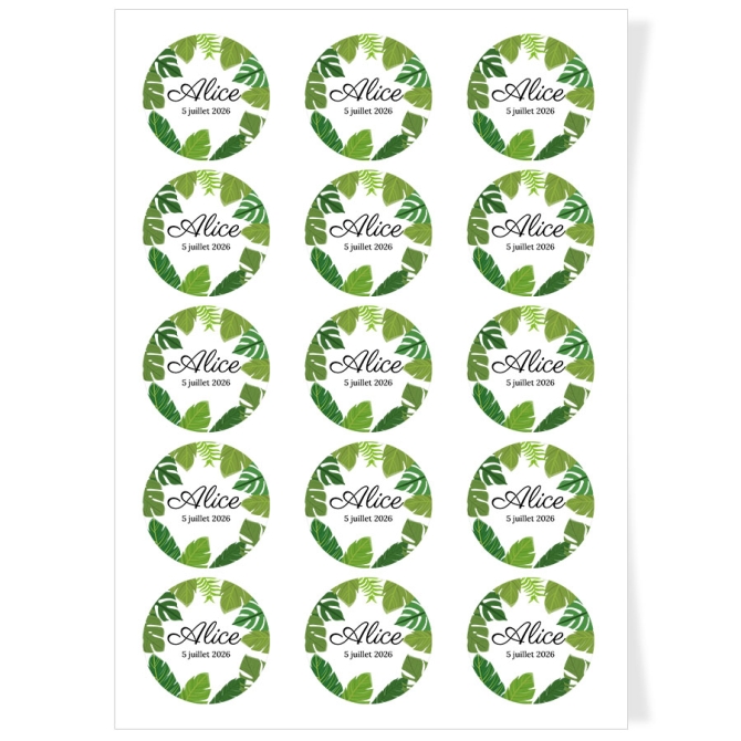 Disques Cupcake  personnaliser - Feuilles Tropicales 
