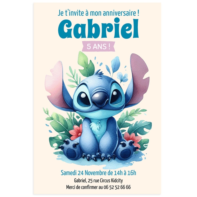Invitation  personnaliser - Stitch 