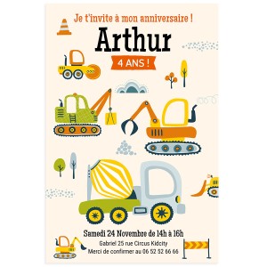 Invitation  personnaliser - Engins de chantier
