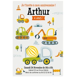 Invitation  personnaliser - Engins de chantier. n2