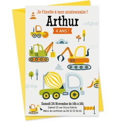 Invitation  personnaliser - Engins de chantier. n3
