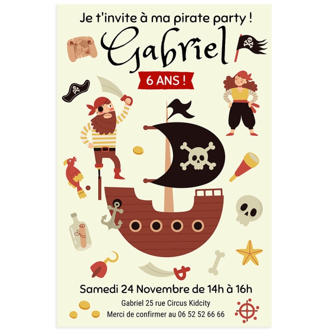 Invitation � personnaliser - Pirate 