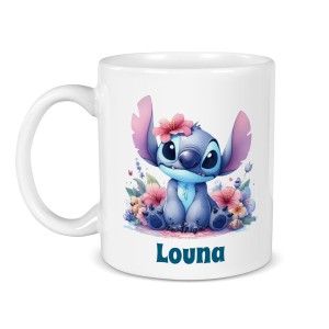 Mug  personnaliser - Stitch Fleurs
