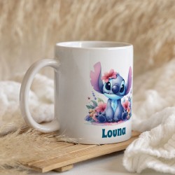 Mug  personnaliser - Stitch Fleurs. n1
