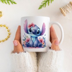Mug  personnaliser - Stitch Fleurs. n2