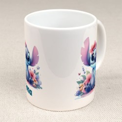 Mug  personnaliser - Stitch Fleurs. n4