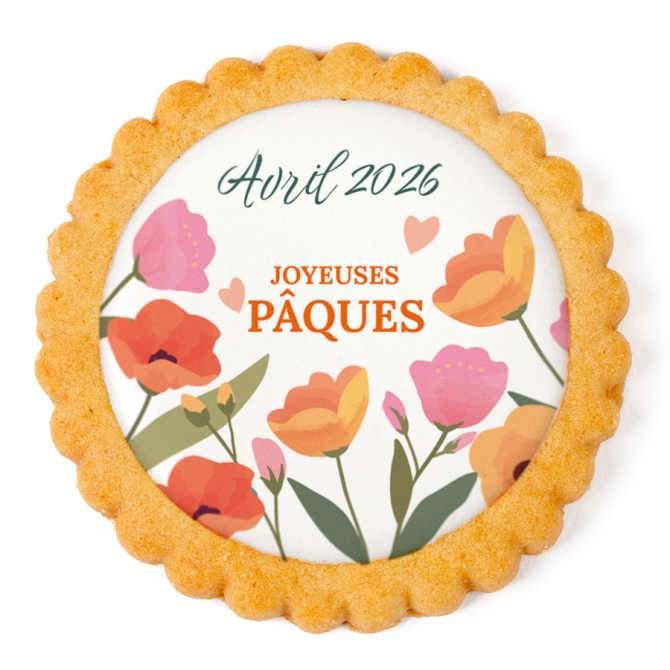 Biscuit personnalis� - Fleurs de P�ques 