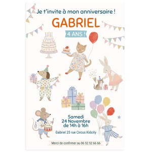Invitation à personnaliser - La fête des animaux