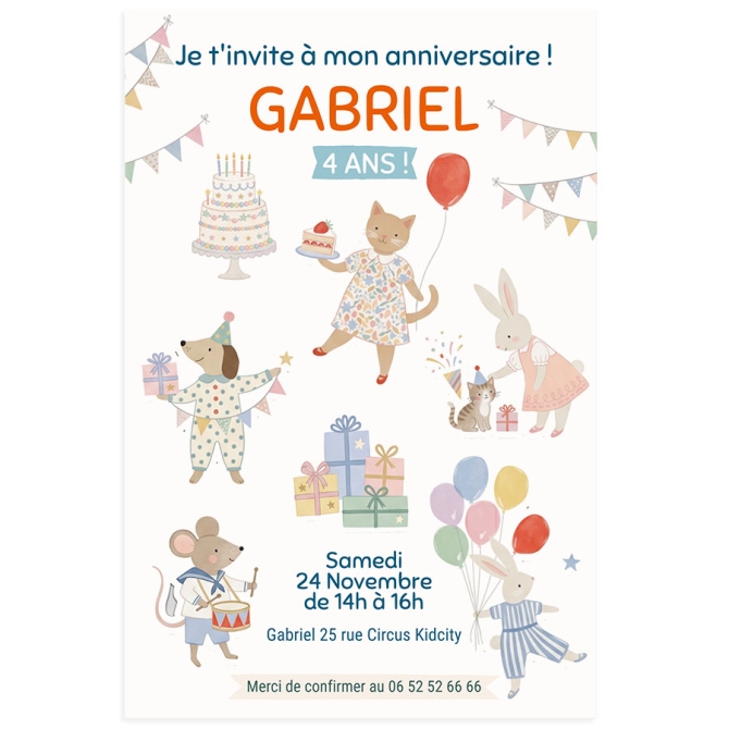 Invitation � personnaliser -  La f�te des animaux 