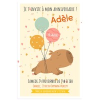 Invitation � personnaliser -  Capybara ballons