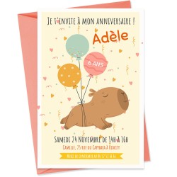 Invitation à personnaliser - Capybara ballons. n°1