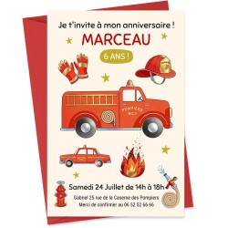 Invitation à personnaliser - Pompier. n°1