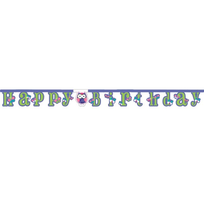 Guirlande lettres Happy Birthday Hiboux 